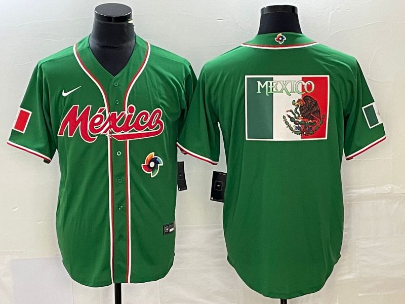Men 2023 World Cub Mexico Blank Green Nike MLB Jersey5->more jerseys->MLB Jersey